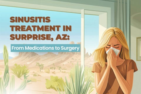 Woman with sinusitis symptoms seeking treatment in Surprise, AZ